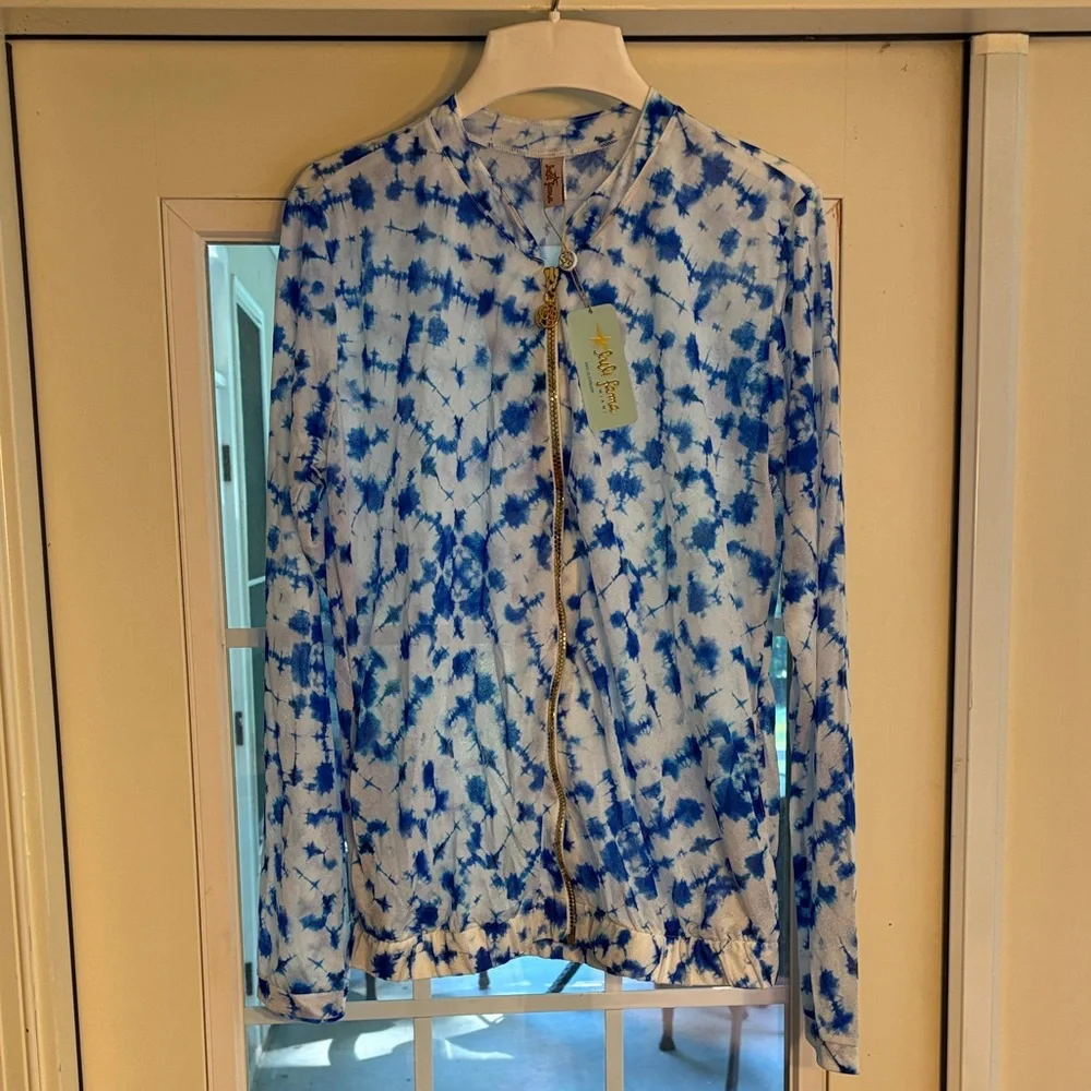 Luli Fama of Miami Beautiful Mess Gold Zipper Bomber Jacket Multicolor - Picture 1 of 7